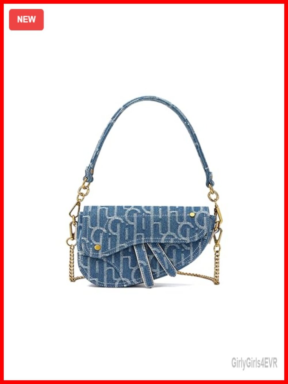 Denim Saddle Bag Clutch Crossbody Purse Handbag for Women Trendy